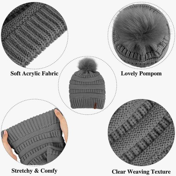 Aneco Womens or Mens Winter Warm Sets Knitted Hat, Gloves, & Loop Scarf - Picture 8 of 9